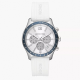 Michael Kors Berkley Chronograph Silver Dial White Rubber Strap Watch For Women - MKO1040 Authentic Buy Shop Now