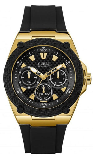 Guess Legacy Black Dial Black Rubber Strap Watch for Men - W1049G5 Authentic Buy Shop Now