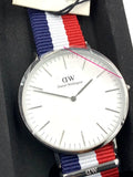 Daniel Wellington Classic Cambridge White Dial Two Tone Nylon Strap Watch For Men - DW00100017 Authentic Buy Shop Now