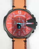 Diesel Mega Chief Chronograph Black Dial Brown Leather Strap Watch For Men - DZ4476 Authentic Buy Shop Now