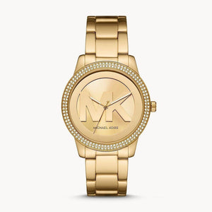 Michael Kors Tibby Three Hand Gold Dial Gold Steel Strap Watch For Women - MK6879 Authentic Buy Shop Now