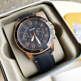 Fossil Grant Sport Chronograph Blue Dial Blue Leather Strap Watch for Men - FS5237 Authentic Buy Shop Now