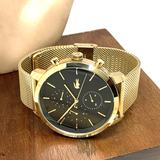 Lacoste Replay Chronograph Black Dial Gold Steel Strap Watch for Men - 2011195 Authentic Buy Shop Now
