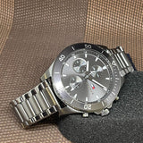 Tommy Hilfiger Larson Chronograph Grey Dial Silver Steel Strap Watch For Men - 1791918 Authentic Buy Shop Now