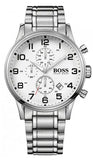 Hugo Boss Aeroliner Chronograph Quartz White Dial Silver Steel Strap Watch For Men - HB1512445 Authentic Buy Shop Now