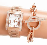 Michael Kors Emery Three-Hand Crystals Silver Dial Rose Gold Steel Strap Watch for Women - MK4641 Authentic Buy Shop Now