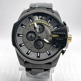 Diesel Mega Chief Chronograph Grey Dial Black Steel Strap Watch For Men - DZ4479 Authentic Buy Shop Now