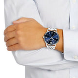 Emporio Armani Kappa Quartz Blue Dial Silver Steel Strap Watch For Men - AR80010 Authentic Buy Shop Now