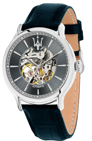 Maserati Epoca Automatic Skeleton Dial Black Leather Strap Watch For Men - R8821118002 Authentic Buy Shop Now