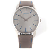 Calvin Klein City Silver Dial Grey Leather Strap Watch for Men - K2G211Q4 Authentic Buy Shop Now