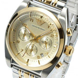 Emporio Armani Classic Chronograph White Dial Two Tone Steel Strap Watch For Men - AR0396 Authentic Buy Shop Now