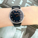 Emporio Armani Alpha XSmall Blue Dial Blue Leather Strap Watch for Women - AR2066 Authentic Buy Shop Now