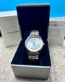 Emporio Armani Lambda Analog Silver Dial Two Tone Steel Strap Watch For Men - AR11044 Authentic Buy Shop Now