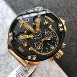 Diesel Mr Daddy 2.0 Chronograph Black Dial Gold Steel Strap Watch For Men - DZ7333 Authentic Buy Shop Now