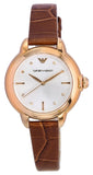 Emporio Armani Mia Quartz Silver Dial Brown Leather Strap Watch For Women - AR11525 Authentic Buy Shop Now
