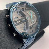 Diesel Daddy 2.0 Chronograph Grey Dial Blue Steel Strap Watch For Men - DZ7414 Authentic Buy Shop Now
