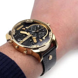 Diesel Mr Daddy Chronograph Black Dial Black Leather Strap Watch For Men - DZ7371 Authentic Buy Shop Now