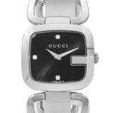 Gucci G Gucci Diamonds Black Dial Silver Steel Strap Watch For Women - YA125406 Authentic Buy Shop Now