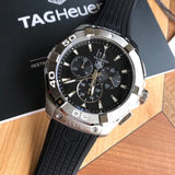Tag Heuer Aquaracer Chronograph Black Dial Black Rubber Strap Watch for Men - CAY1110.FT6041 Authentic Buy Shop Now