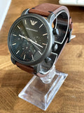 Emporio Armani Classic Chronograph Black Dial Brown Leather Strap Watch For Men - AR1919 Authentic Buy Shop Now