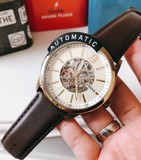Fossil Flynn Mechanical Skeleton Beige Dial Brown Leather Strap Watch for Men - BQ2215 Authentic Buy Shop Now