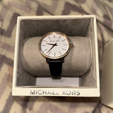Michael Kors Pyper Three Hand White Dial Black Leather Strap Watch For Women - MK2835 Authentic Buy Shop Now