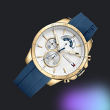 Tommy Hilfiger Decker White Dial Blue Rubber Strap Watch for Men - 1791353 Authentic Buy Shop Now