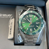Tag Heuer Formula 1 Quartz Green Dial Silver Steel Strap Watch for Men - WAZ1017.BA0842 Authentic Buy Shop Now
