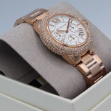 Michael Kors Camille Chronograph White Dial Rose Gold Steel Strap Watch For Women - MK6995 Authentic Buy Shop Now