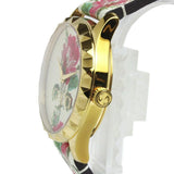 Gucci G Timeless Floral Gold Dial White Leather Strap Watch For Women - YA1264084 Authentic Buy Shop Now