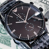 Emporio Armani Chronograph Black Dial Black Steel Strap Watch For Men - AR1934 Authentic Buy Shop Now