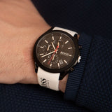 Hugo Boss Velocity Black Dial White Rubber Strap Watch for Men - 1513718 Authentic Buy Shop Now
