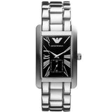 Emporio Armani Classic Black Dial Silver Stainless Steel Strap Watch For Men - AR0156 Authentic Buy Shop Now