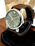 Emporio Armani Luigi Quartz Grey Dial Brown Leather Strap Watch For Men - AR11175 Authentic Buy Shop Now