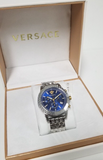 Versace Sport Tech Chronograph Blue Dial Silver Steel Strap Watch for Men - VELT00219 Authentic Buy Shop Now