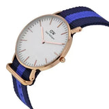 Daniel Wellington Classic Swansea White Dial Two Tone Nylon Strap Watch For Women - 0504DW Authentic Buy Shop Now