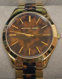 Michael Kors Slim Runway Tortoise Shell Dial Two Tone Steel Strap Watch for Women - MK4284 Authentic Buy Shop Now