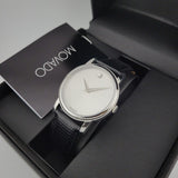 Movado Museum Quartz Silver Dial Black Leather Strap Watch For Men - 2100001 Authentic Buy Shop Now