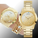 Guess Crush Gold Dial Gold Steel Strap Watch For Women - GW0020L2 Authentic Buy Shop Now