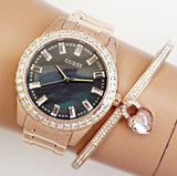 Guess Sparkler Diamonds Black Dial Rose Gold Steel Strap Watch for Women - GW0111L3 Authentic Buy Shop Now