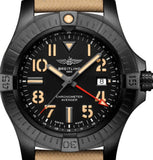 Breitling Avenger Automatic GMT 45 Black Dial Brown Nylon Strap Watch for Men - V32395101B1X1 Authentic Buy Shop Now