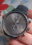 Emporio Armani Classic Grey Dial Grey Leather Strap Watch For Men - AR0388 Authentic Buy Shop Now