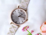 Emporio Armani Analog Grey Dial Pink Leather Strap Watch For Women - AR11126 Authentic Buy Shop Now