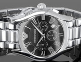 Emporio Armani Valente Chronograph Black Dial Silver Stainless Steel Watch For Men - AR0673 Authentic Buy Shop Now