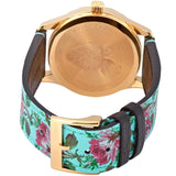 Gucci G Timeless Floral Turquoise Dial Turquoise Leather Strap Watch For Women - YA1264085 Authentic Buy Shop Now