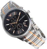 Emporio Armani Renato Chronograph Black Dial Two Tone Steel Strap Watch For Men - AR11165 Authentic Buy Shop Now