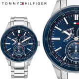 Tommy Hilfiger Austin Blue Dial Silver Steel Strap Watch for Men - 1791640 Authentic Buy Shop Now