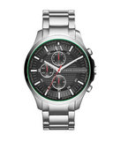 Armani Exchange Hampton Chronograph Black Dial Silver Steel Strap Watch For Men - AX2163 Authentic Buy Shop Now
