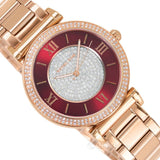 Michael Kors Caitlin Red Dial Rose Gold Stainless Steel Strap Watch for Women - MK3377 Authentic Buy Shop Now