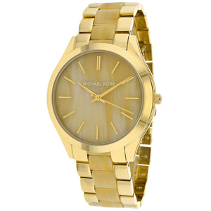 Michael Kors Slim Runway Gold Dial Two Tone Gold Strap Watch for Women - MK4285 Authentic Buy Shop Now